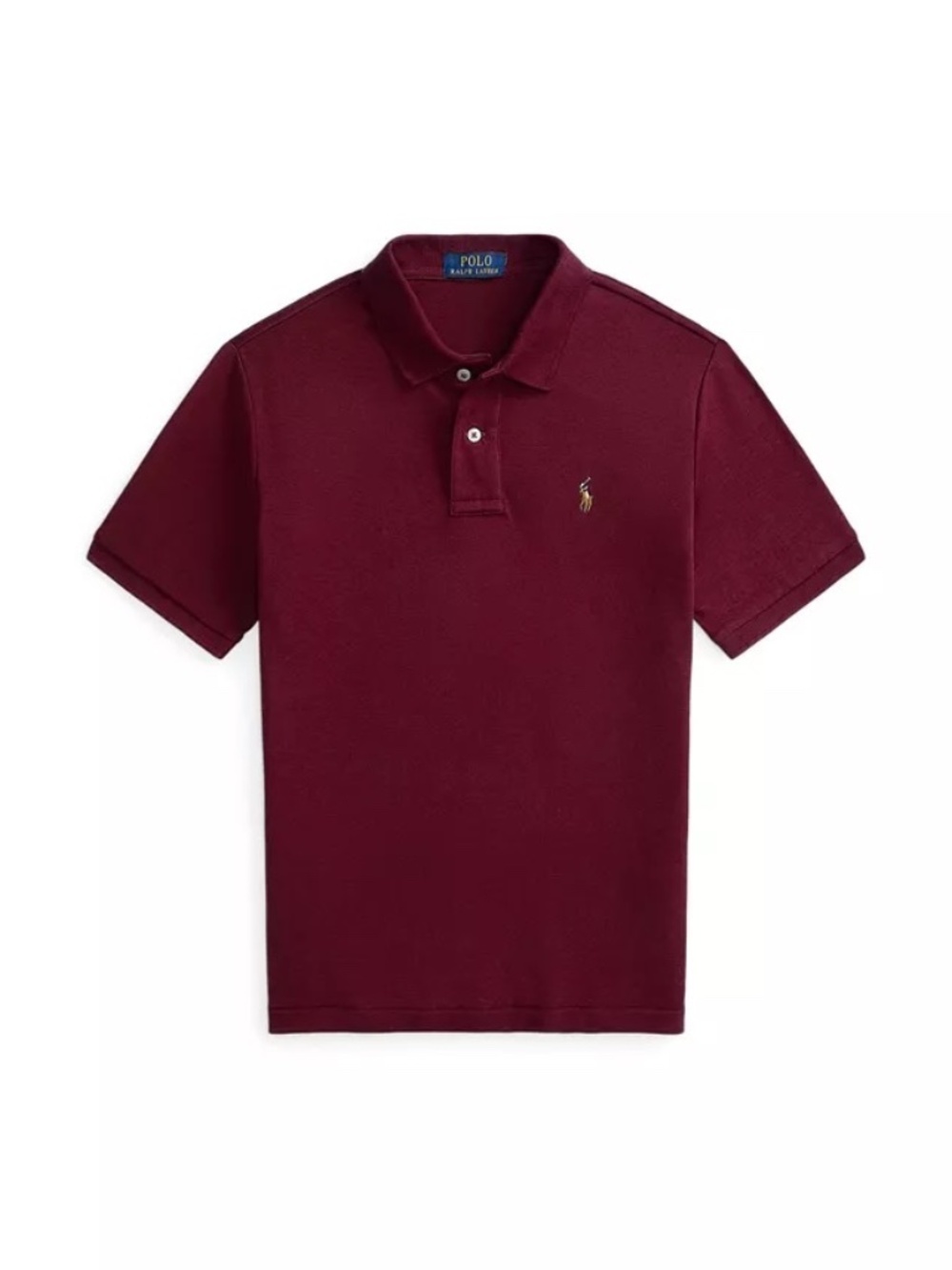 Ralph Lauren Slim Fit Soft Cotton Clasic Red Polo with Tan Pony Embroidery L